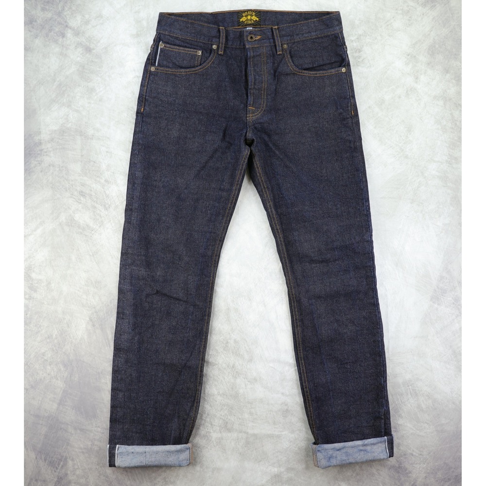 Brave Star Selvage Jeans Mens 33x36 Indigo Blue Raw Denim Made in USA Button Fly - Picture 4 of 15